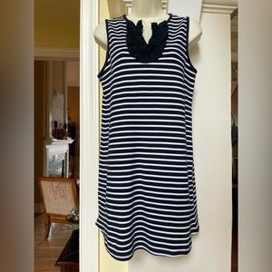 Crown and Ivy navy & white striped dress 100% cotton size XS